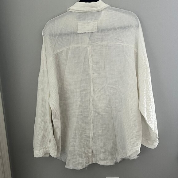 Zenana White Ladies Button Down, Size XL - Picture 2 of 6